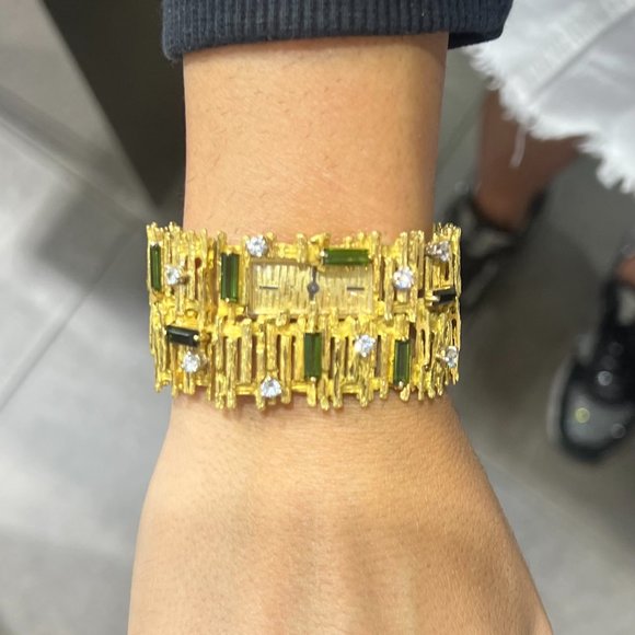 Rare Ebel Vintage Cocktail watch with tourmalines and diamonds in 18k yellow gol main image 8